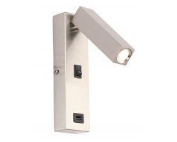 Aplique pared Niquel READER L102 3w 3000ºK con cargador USB