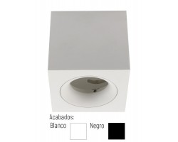 Foco superficie cuadrado 95*95*90mm orientable para Lámpara GU10/MR16, Blanco ó Negro