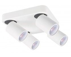 Foco superficie base cuadrada basculante y orientable Blanco para 4 Lámparas GU10