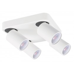 Foco superficie base cuadrada basculante y orientable Blanco para 4 Lámparas GU10