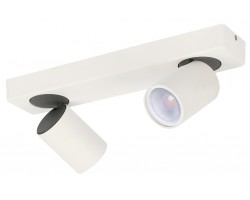 Foco superficie base lineal basculante y orientable Blanco para 2 Lámparas GU10
