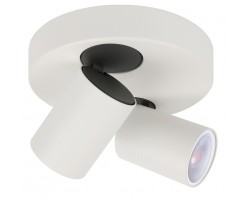 Foco superficie base redonda basculante y orientable Blanco para 2 Lámparas GU10