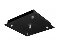 Suspensión 4 cables de 2,40mts con florón cuadrado Negro 230mm para Plafón PFSRN48WC