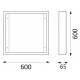Marco Negro superficie Panel LED 600x600 Backlight, 65mm altura