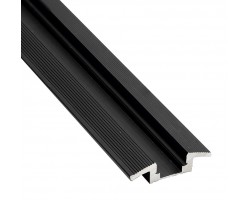 Perfil suelo aluminio anodizado Negro 38,1x10,80mm para tiras LED, barra 2 Metros