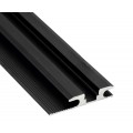 Perfil suelo aluminio anodizado Negro 63,50x12,7mm para tiras LED, barra 2 ó 3 Metros