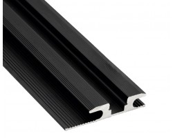 Perfil suelo aluminio anodizado Negro 63,50x12,7mm para tiras LED, barra 2 ó 3 Metros