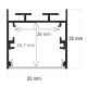 Perfil Aluminio anodizado Negro Superficie Colgar 35x35mm. para tiras LED, barra 2 Metros -completo-