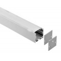 Perfil Aluminio anodizado Plata Superficie Colgar 35x35mm. para tiras LED, barra 2 Metros -completo-