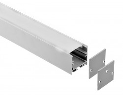 Perfil Aluminio anodizado Plata Superficie Colgar 35x35mm. para tiras LED, barra 2 Metros -completo-