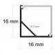 Perfil Aluminio Angulo 16x16mm. ECO para tiras LED, barra 2 Metros -Completo-
