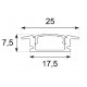 Perfil Aluminio Empotrar U7E 25x8mm. para tiras LED, barra 2 Metros