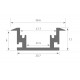 Perfil empotrar suelo pisable aluminio anodizado 26,6x11mm para tiras LED, barra 2 Metros