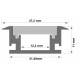 Perfil Empotrar suelo pisable aluminio anodizado 27,2x11mm para tiras LED, barra 2 Metros -Completo-