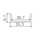 Perfil Aluminio Superficie 23,3x10mm. para tiras LED, barra 2 metros -Completo- (a 7,00€/mt)