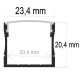 Perfil Aluminio Superficie 23,4x20mm. para tiras LED, barra 2 metros -Completo- (a 8,00€/mt)