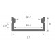 Perfil Aluminio Superficie Blanco 17x8mm. para tiras LED, barra de 2 Metros