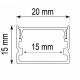 Perfil Aluminio Superficie ECO 20x15mm. para tiras LED, barra 2 metros -Completo-