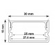 Perfil Aluminio Superficie 30x10mm. para tiras LED, barra 2 metros -Completo-