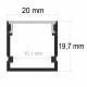 Perfil Aluminio Superficie ECO 20x19,7mm. para tiras LED, barra 2 metros -Completo-