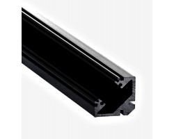Perfil Angulo aluminio anodizado Negro 19x19mm para tiras LED, barra 2 Metros