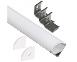 Perfil Aluminio Angulo 16x16mm. ECO para tiras LED, barra 2 Metros -Completo- a 3€/metro