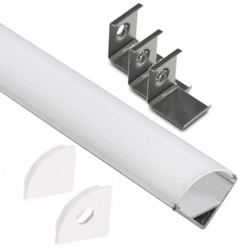 Perfil Aluminio Angulo 16x16mm. ECO para tiras LED, barra 2 Metros -Completo- a 3€/metro