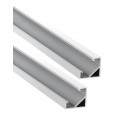 Perfil Aluminio anodizado Angulo Blanco 18x18mm. BASIC para tiras LED, 6mts (2 tramos de 3 Metros)