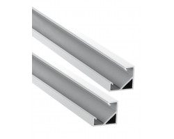 Perfil Aluminio anodizado Angulo Blanco 18x18mm. BASIC para tiras LED, 6mts (2 tramos de 3 Metros)