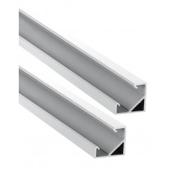 Perfil Aluminio anodizado Angulo Blanco 18x18mm. BASIC para tiras LED, 6mts (2 tramos de 3 Metros)