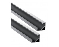 Perfil Aluminio anodizado Angulo Plata 18x18mm. BASIC para tiras LED, 6mts (2 tramos de 3 Metros)