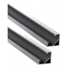 Perfil Aluminio anodizado Angulo Plata 18x18mm. BASIC para tiras LED, 6mts (2 tramos de 3 Metros)