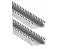 Perfil empotrar aluminio anodizado 21x8mm para tiras LED, 6 Metros (2 tramos de 3mts)
