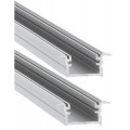 Perfil empotrar aluminio anodizado 24x12mm para tiras LED, 6 mts (2 tramos de 3 mts)