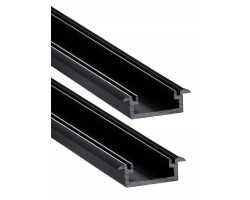 Perfil empotrar aluminio anodizado Negro 21x8mm para tiras LED, 6 Metros (2 tramos de 3mts)