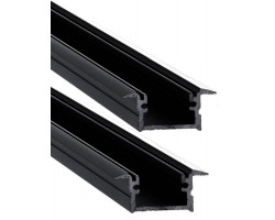 Perfil empotrar aluminio anodizado Negro 24x12mm para tiras LED, 6 mts (2 tramos de 3 mts)