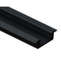 Perfil Aluminio Empotrar LINE Negro 24x7mm. para tiras LED, barra 2 Metros