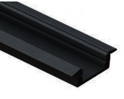 Perfil Aluminio Empotrar LINE Negro 24x7mm. para tiras LED, barra 2 Metros