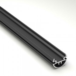 Perfil Redondo aluminio anodizado Negro 19,7mm para tiras LED, barra 2 Metros