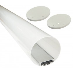 Perfil Aluminio anodizado Eco con difusor Redondo 120mm. para tiras LED, barra 2 Metros - completo, desde 31,00€/mt