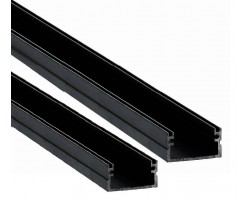 Perfil superficie aluminio anodizado Negro 20x11mm para tiras LED, 6mts (2 tramos de 3 Metros)