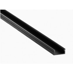 Perfil Aluminio Superficie Negro 17x8mm. para tiras LED, barra de 2 Metros