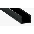 Perfil Aluminio Superficie Negro 17x15mm. para tiras LED, barra de 2 Metros 