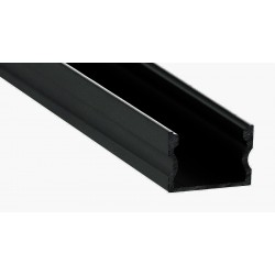 Perfil Aluminio Superficie Negro 17x15mm. para tiras LED, barra de 2 Metros 