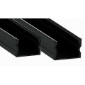 Perfil Aluminio Superficie Negro 17x15mm. para tiras LED, 6mts (2 tramos de 3 Metros)