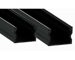 Perfil Aluminio Superficie Negro 17x15mm. para tiras LED, 6mts (2 tramos de 3 Metros)