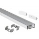 Perfil Aluminio Superficie ECO2 17x7mm. para tiras LED, barra de 2 Metros -completo- Plata, Blanco ó Negro (desde 1,90€/m)