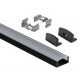 Perfil Aluminio Superficie ECO2 17x7mm. para tiras LED, barra de 2 Metros -completo- Plata, Blanco ó Negro (desde 1,90€/m)