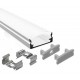 Perfil Aluminio Superficie ECO2 17x7mm. para tiras LED, barra de 2 Metros -completo- Plata, Blanco ó Negro (desde 1,90€/m)