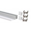 Perfil Aluminio Superficie ECO Blanco 17x14,5mm. para tiras LED, barra de 2 Metros - completo- (a 7,50€/mt)